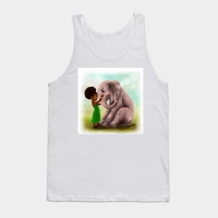 I Love You| Little Black Girl and Elephant art Tank Top